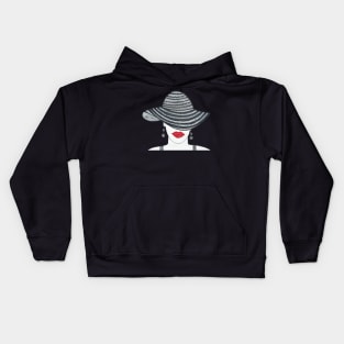 Lady in an elegant hat Kids Hoodie